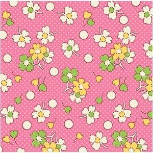 Blue Hill Feedsack II Pink Green Floral Fabric Cotton Fabric  