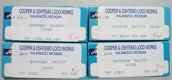   HO Customized Cooper & Oshtemo (4) Southern Pacific 40 Steel Box Cars