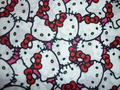 FQ SANRIO HELLO KITTY CROWDED FACES FABRIC RETRO KITSCH  