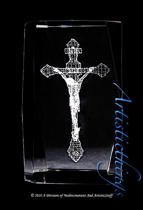 3D LASER CRYSTAL CRUCIFIX (CHRIST ON CROSS)     