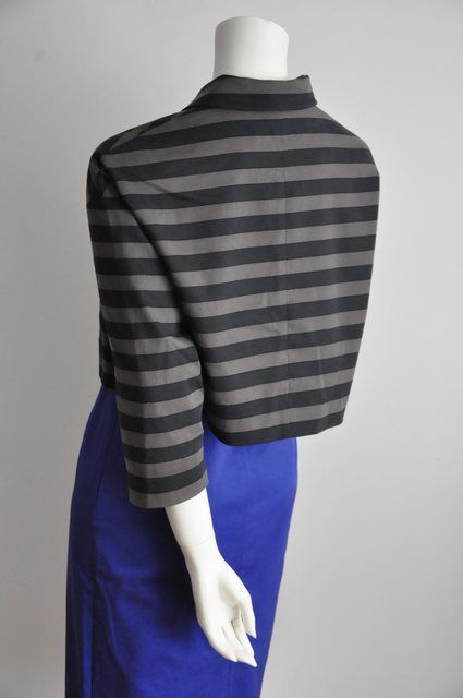 PRADA/Miu Miu S/S 2011 RUNWAY Gray Striped Cropped Jacket IT44/US10 