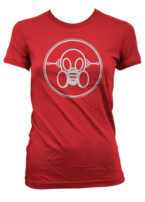 Ghast Logo Girl gas mask tee shirt raver cyber goth  