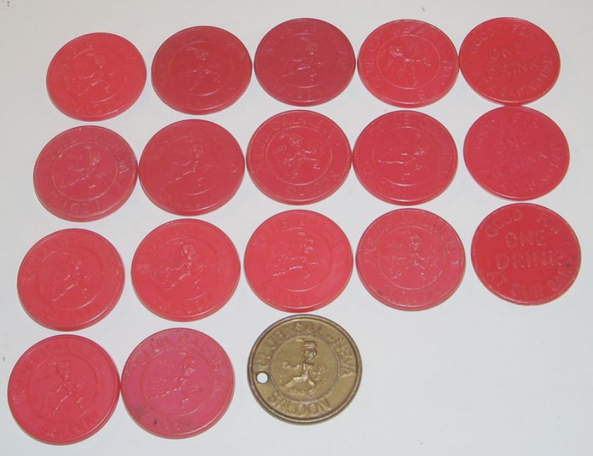 Vintage Lot of 18 Club Cal Neva Reno Free Drink Tokens  