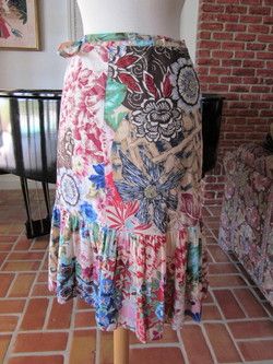 FRENCH FLORAL TIERED WRAP BOHO SKIRT~GERARD DAREL~40~8  