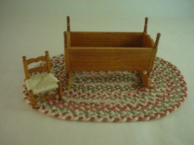 Rocking Cradle Antique Style, Child Chair   American Miniature Artist 