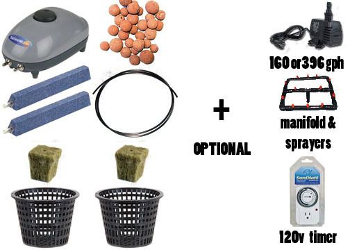   count 5.5 net pots,Hydroton,Rockwool,Air pump & 2 stones+ tubing