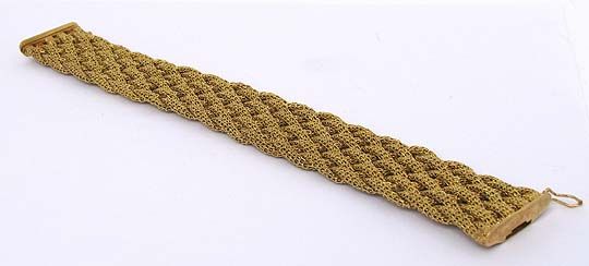 ROBUST VINTAGE 18K GOLD WOVEN BRAIDED MESH BRACELET  