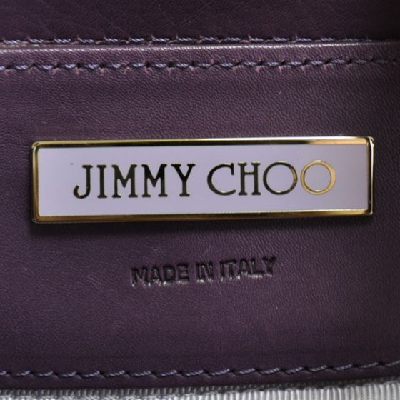 JIMMY CHOO Leather RHONA Bag Purse Tote Purple  