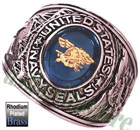 US Navy Seals Military Rhodium Plated Ring New  