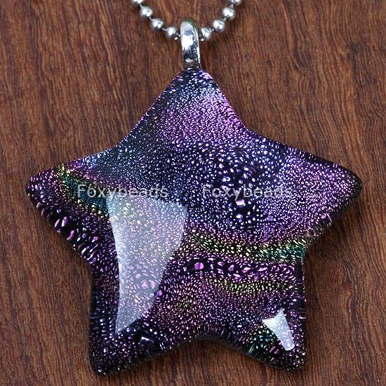 1Pc STAR Dichroic Lampwork Glass Pendant&Necklace Bead  