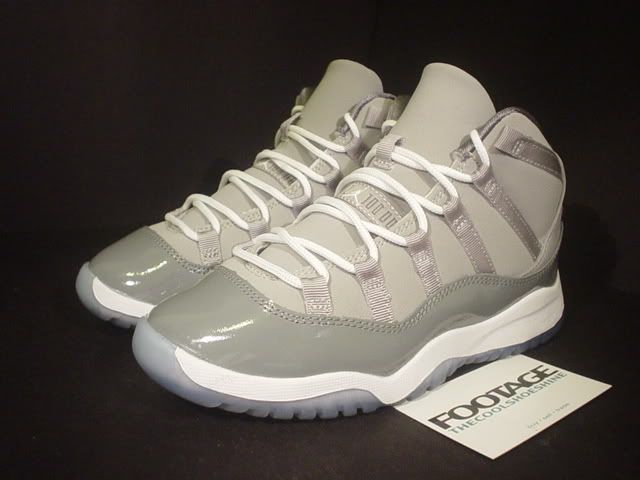 Kids Nike Air Jordan XI 11 Retro COOL GREY WHITE SILVER PATENT LEATHER 