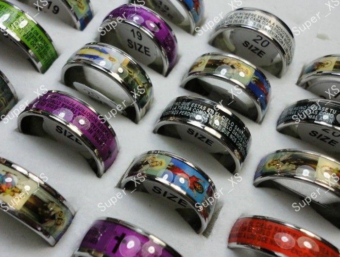 wholesale jewelry mixed lots 50pc color drip stainless steel rings 