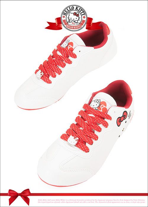 Sanrio Hello Kitty Ladys Low Profile Casual Shoes White Red 910652 