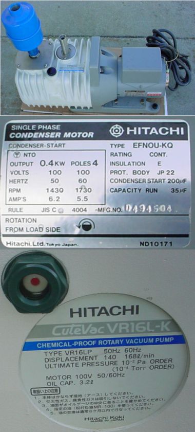 HITACHI CuteVac VR16L K DIRECT DRIVE ROTARY VACUUM PUMP  