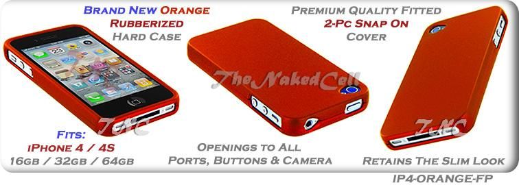 for APPLE IPHONE 4 4s PHONE ORANGE RUBBERIZED HARD SNAP ON CASE COVER 