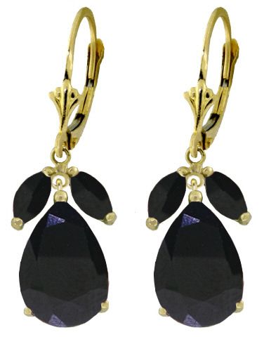   Earrings with Pear & Marquis Shaped Natural Sapphire Dangles  