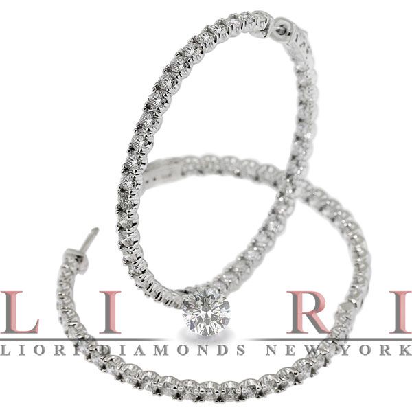 10.14 CARAT LARGE INSIDE OUT DIAMOND HOOP EARRINGS 14K  