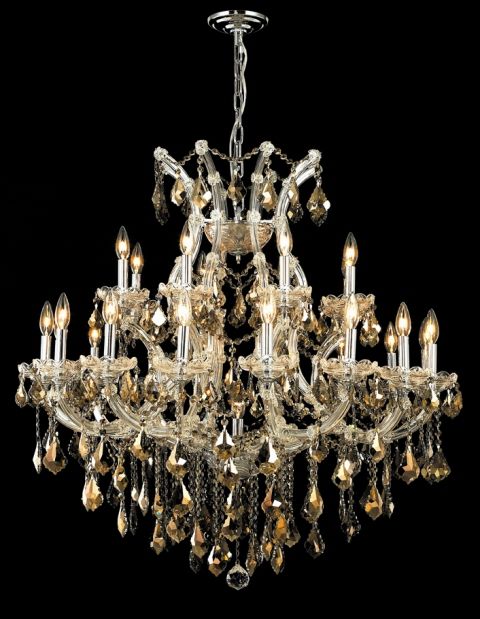 36 Large Maria Theresa Chandelier Golden Teak Crystal  