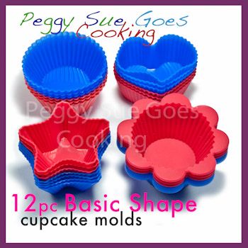 12 Basic Sampler Silicone Cupcake Baking Cup Muffin Mold Liner RB 