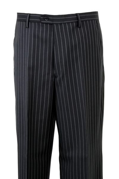 Zanetti Made in Italy 2 Button Black Pinstripe Flat Front Suit