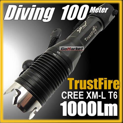 TrustFire TR J1 Diving 1000Lm CREE XM L T6 LED Flashlight Torch 