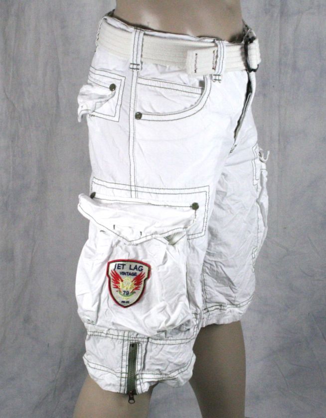 JETLAG Mens Cargo Shorts LCY London city airport White w/ removable 