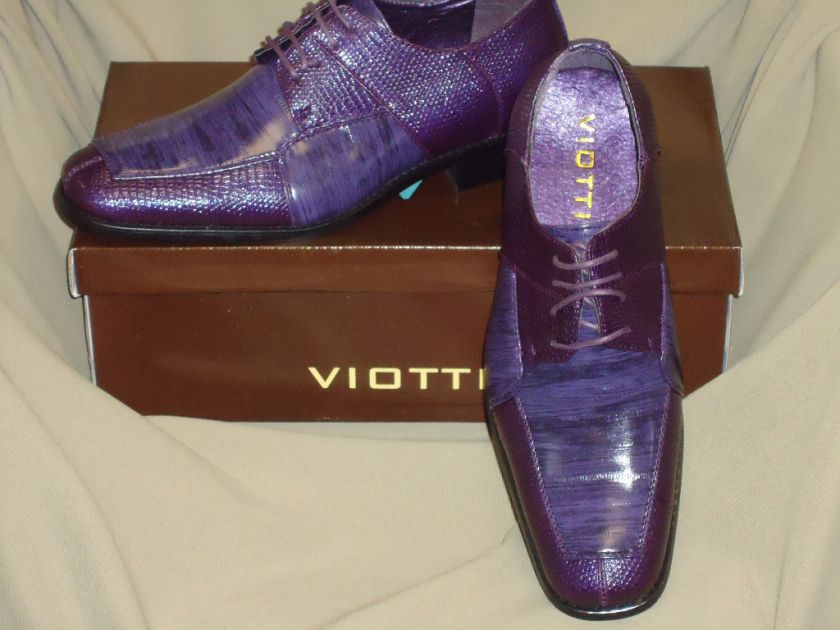 New Mens Dark Purple Snake & Eel Print Dress Shoes  