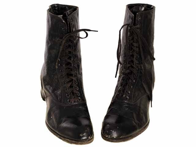 Victorian Lady Black Leather Lace Up Boots Modern 6.5N  