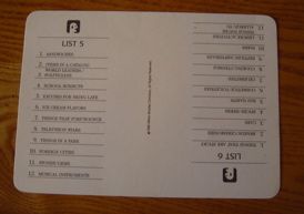 SCATTERGORIES Game Replacement Part CATEGORY CARD #2  