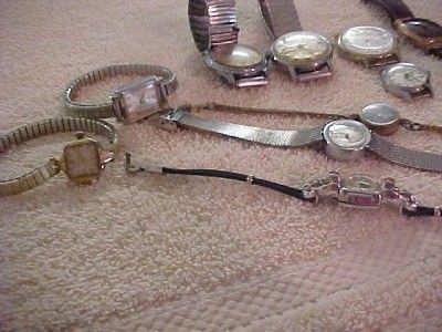   WATCHES REPAIR OR PARTS LOT OF 10 BENRUS, BULOVA, TIMEX PLUS  