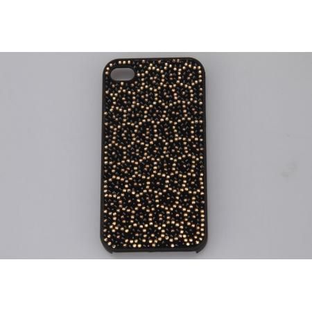 RHINESTONE LEOPARD BLACK AND GOLD IPHONE 4 CASE  