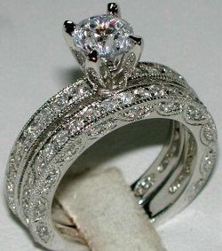 ELEGANT CZ WEDDING ENGAGEMENT RING SET SZ 5 6 7 8 9  