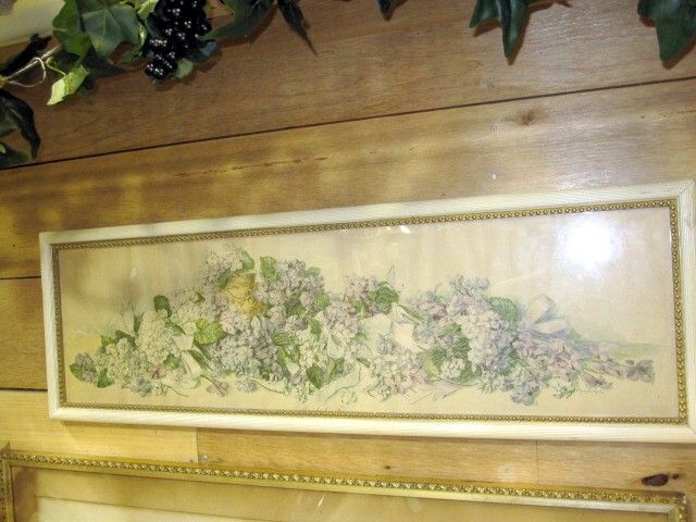   Yard Long Lithograph c1896 Bridal Favors by Mary Hart w Antique Frame