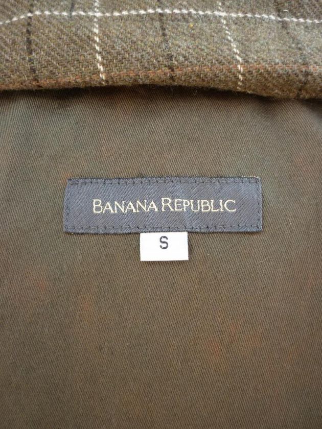 COOL vtg 80S BANANA REPUBLIC WAX JACKET WOOL LINER size S  