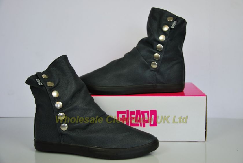 WHOLESALE LOT CHEAPO DARK GREY LEATHER FEEL ANKLE BOOT  