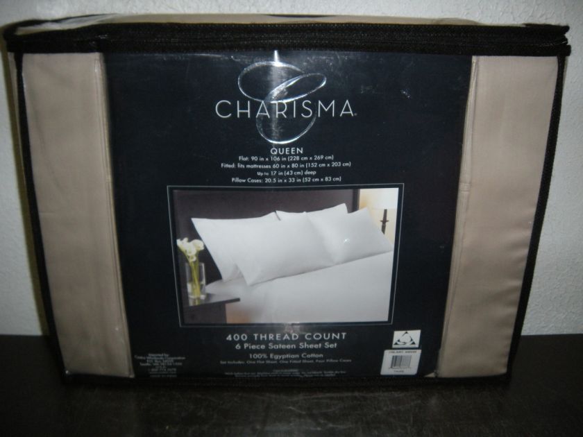 NWT Charisma QUEEN 400 Thread Count 6pc Sateen Sheet Set Egyptian 