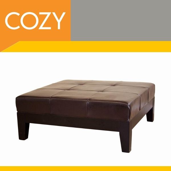 Large Ottoman Leather Coffee Table Footstool Foot Stool  