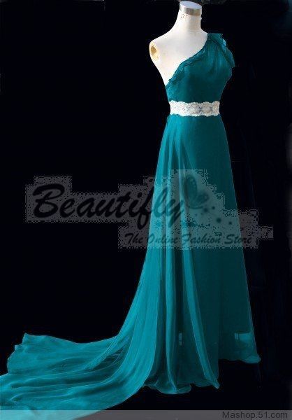 Elegant Beads Lace Chiffon Evening Gown Prom Dress  