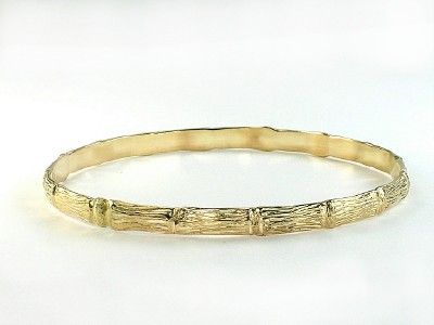 WIDE RIGID BAMBOO dsgn GENUINE 14K GOLD FILLED BANGLE  