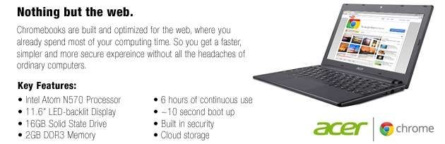   1099 Chromebook Intel Atom 2GB DDR3 16GB SSD 11.6 LED Google Chrome