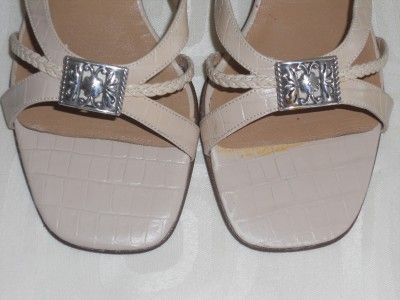 Brighton KAYLA Womens Beige Croc Leather Sandals 8M  