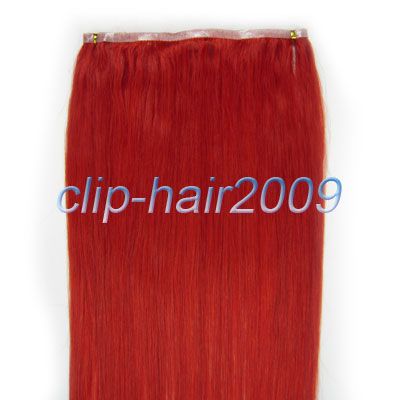 20 inch long PU skin weft remy human hair 36 wide, 55gr #Red