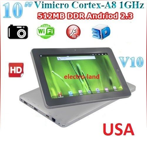 10 ANDROID 2.2 OS TABLET HDMI CAMERA 512 MB RAM 4GB  