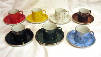 Vintage Fleur de Lis Demitasse Cup, Saucer Lot 15 Pcs  