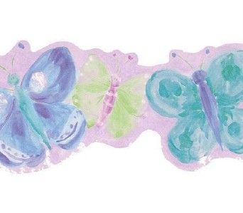 Wallpaper Border Watercolor Lavender Purple Butterflies  