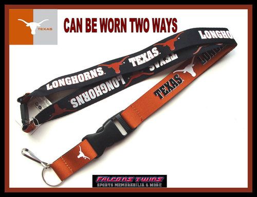 TEXAS LONGHORNS REVERSIBLE LANYARD KEYCHAIN ID KEY HOLD  