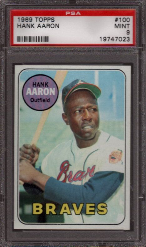 1969 TOPPS #100 HANK AARON PSA 9 B1057234  