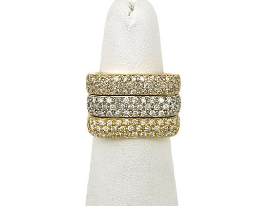 SET OF 3 14K & 1.1 CTS DIAMONDS LADIES STACK BAND RINGS  