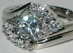 3ct Round Cut CZ Wedding Engagement 2 Ring Set Sz 7  