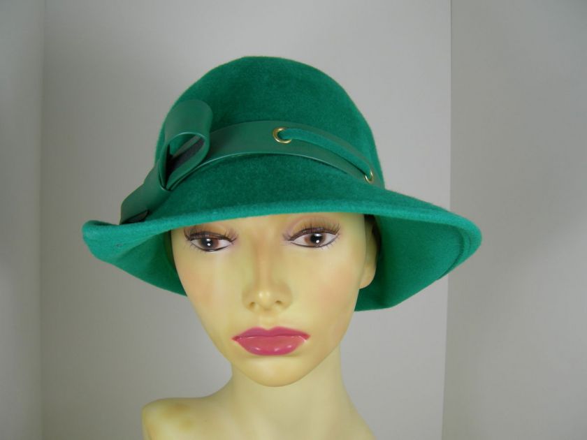   Ladies Green Glenover Wool Hat with leather band by Henry Pollak